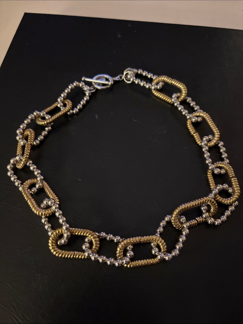 Gold and Silver Linked Chain Necklace - Women Jewelry